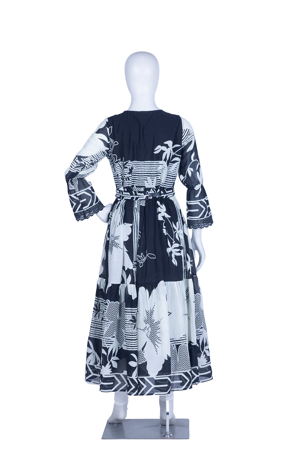 Black Cotton Printed Frock Kurti