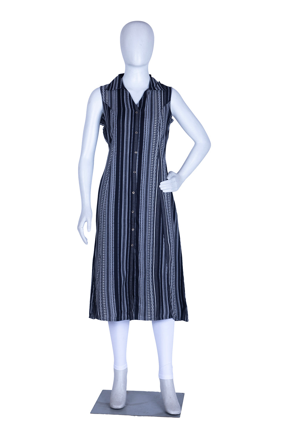 Black Rayon Printed Aline Kurti