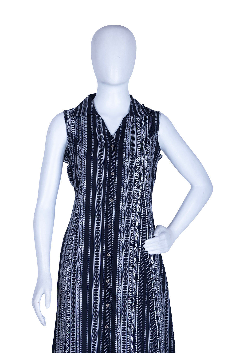 Black Rayon Printed Aline Kurti