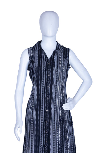 Black Rayon Printed Aline Kurti