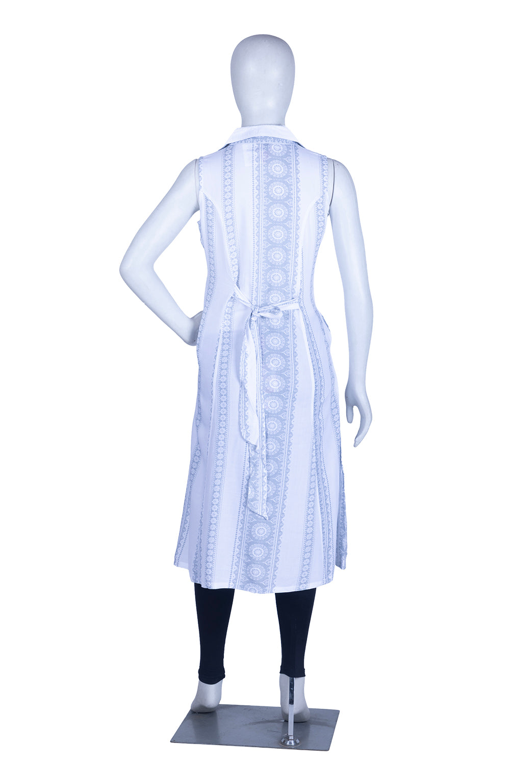 White Rayon Printed Aline Kurti