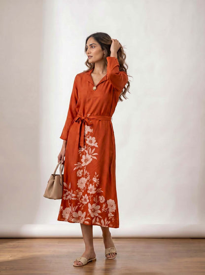 Rust Style Long One Piece Dress
