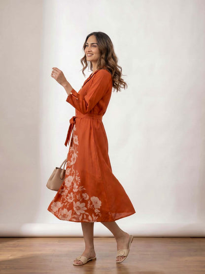 Rust Style Long One Piece Dress
