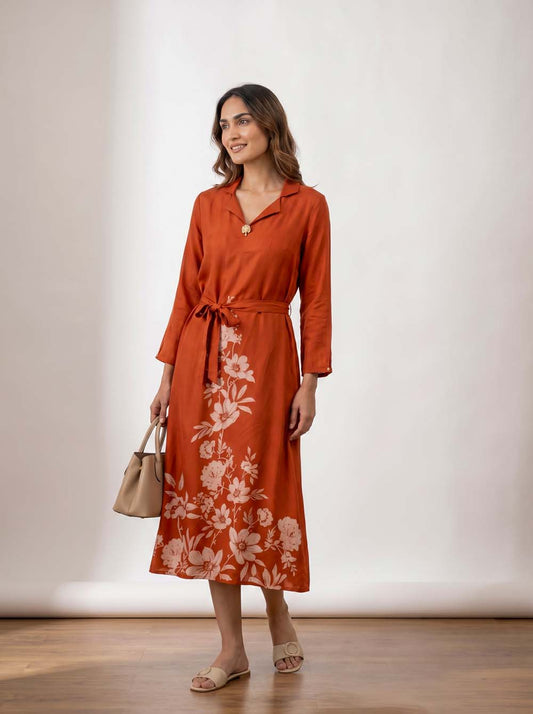Rust Style Long One Piece Dress