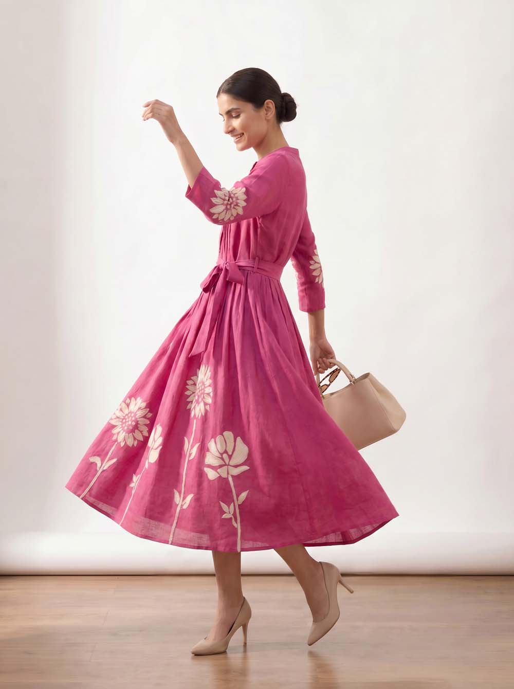 M Pink Style Long One Piece Dress