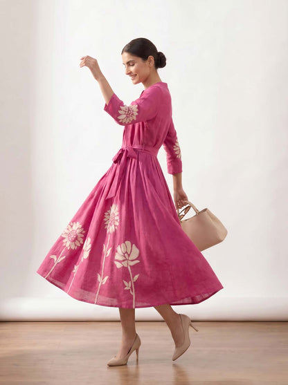 M Pink Style Long One Piece Dress
