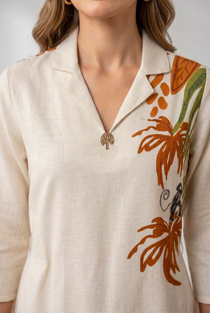 Natural Cream Style Long One Piece Dress