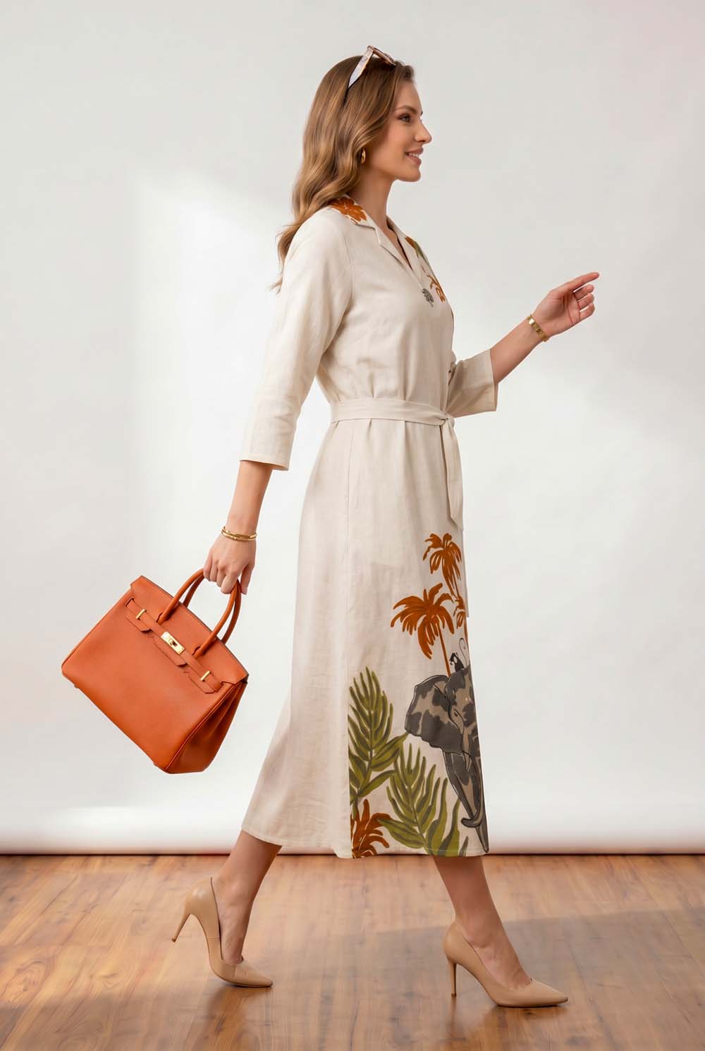 Natural Cream Style Long One Piece Dress