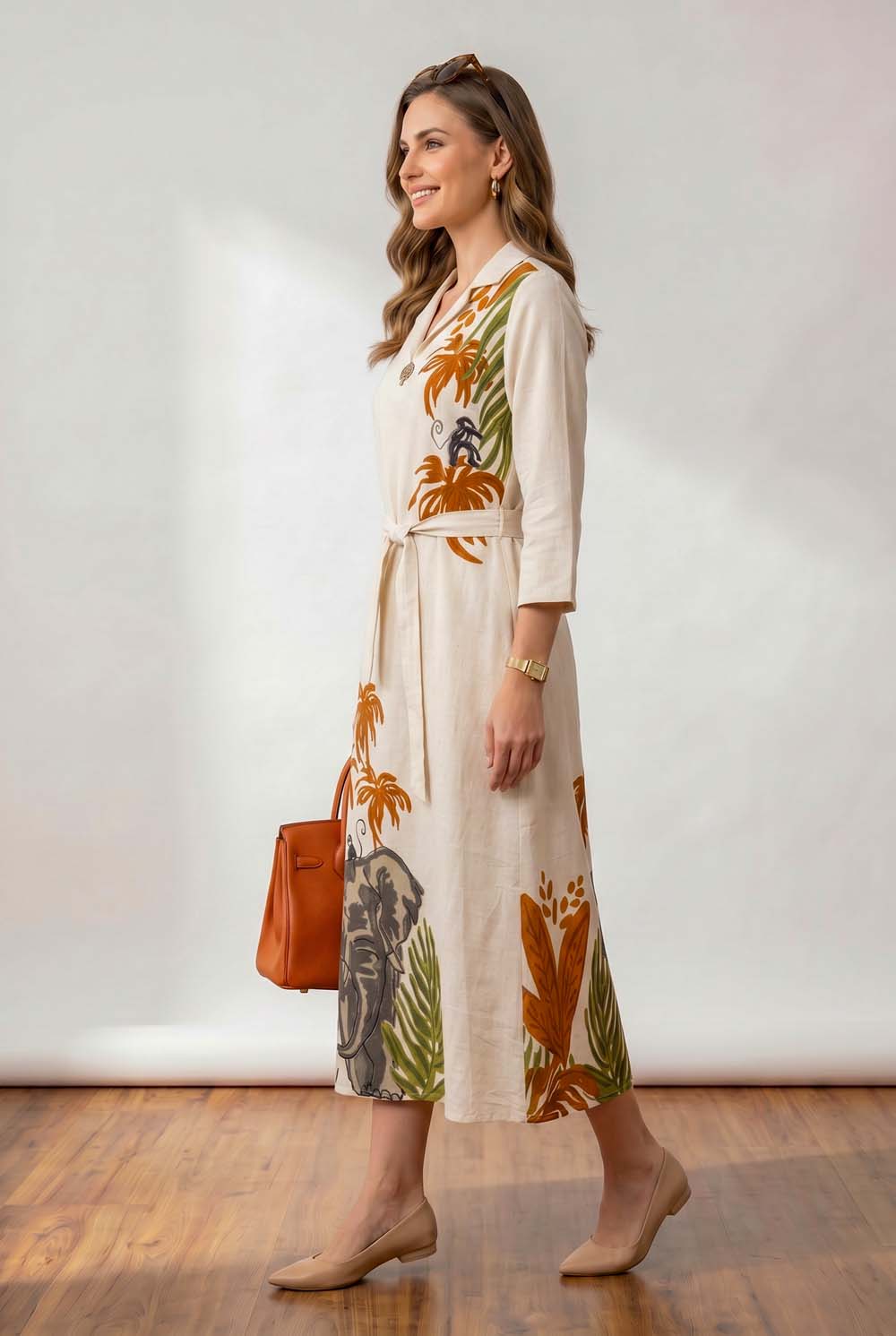 Natural Cream Style Long One Piece Dress