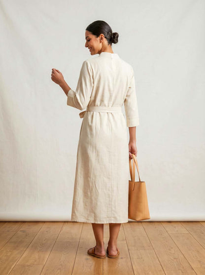 Natural Cream Style Long One Piece Dress