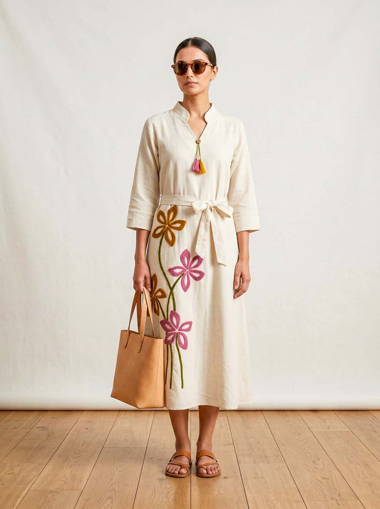 Natural Cream Style Long One Piece Dress