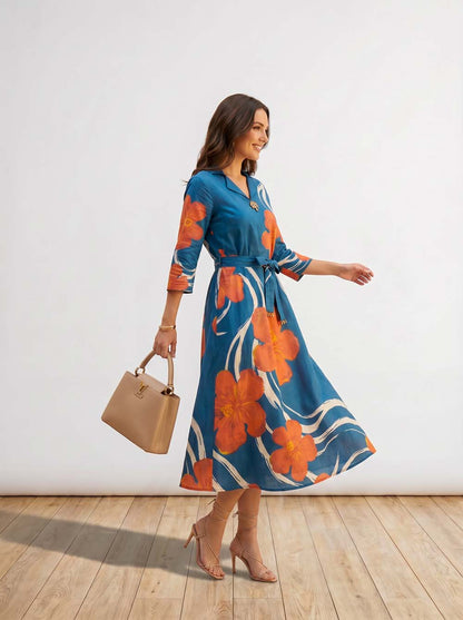 Till Blue Style Long One Piece Dress