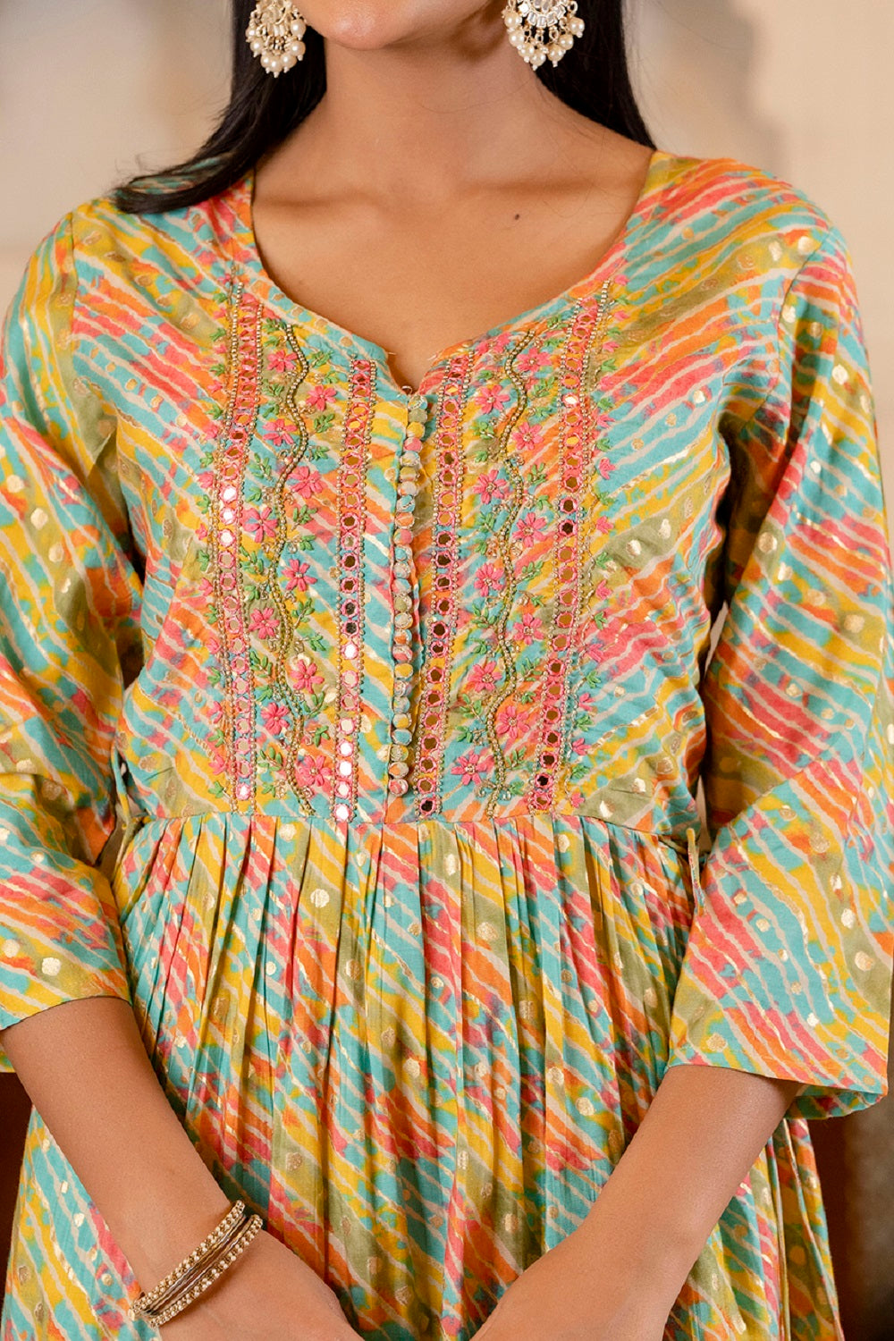 Multicolor Kurti With Plazo Dupatta Set