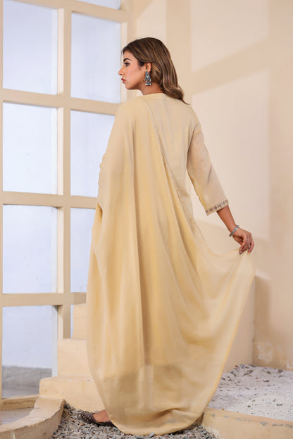 Buff Fabric Mall Cotton Kurti Pant Dupatta 3Pcs Set