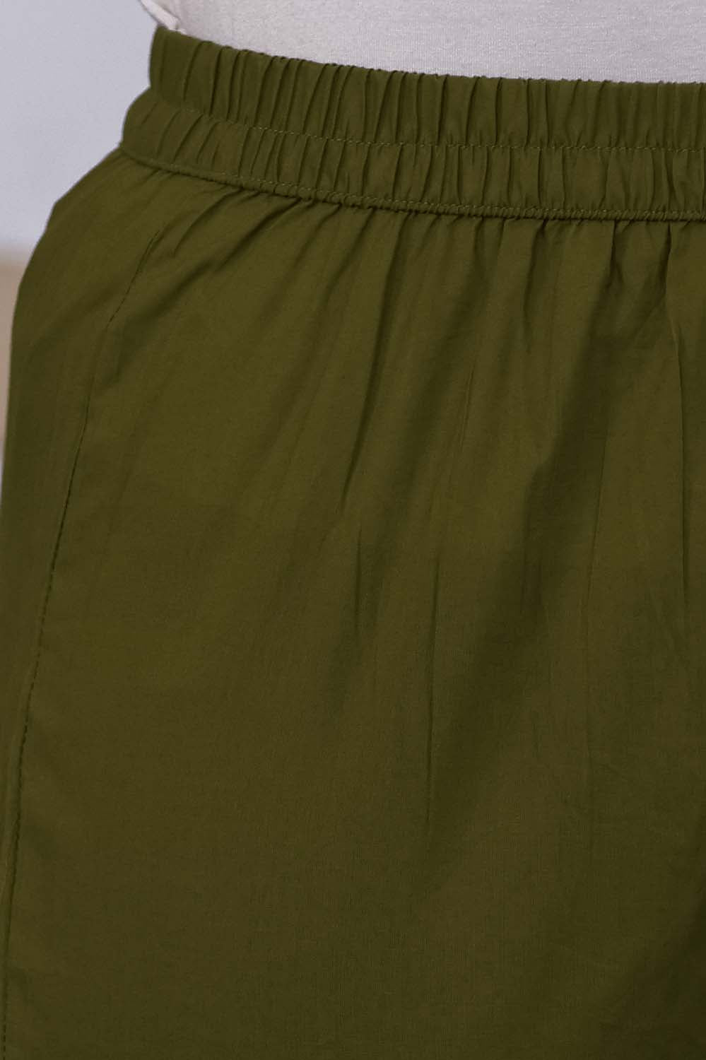 Green Fabric Mall Cotton Kurti Plazo Dupatta 3Pcs Set