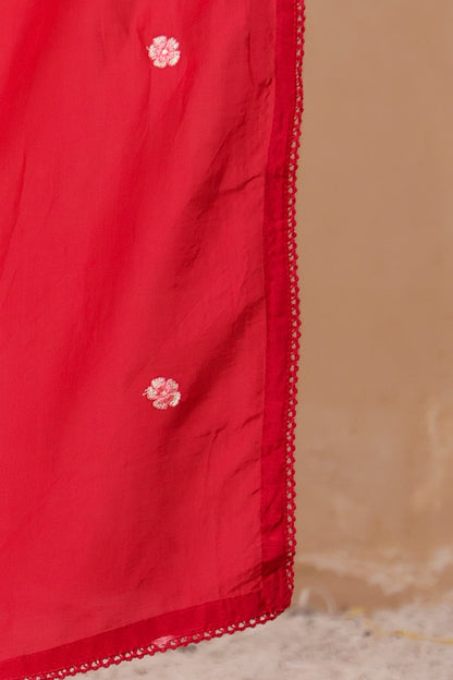 Rani Fabric Silk Kurti Pant Dupatta 3Pcs Set