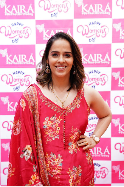 Rani Pink Sharara Kurti 3 Pieces Set