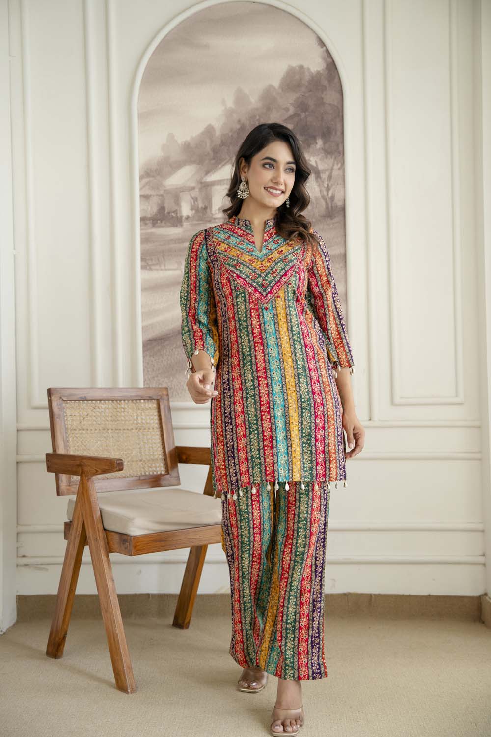 Multi Cord set Kurti Pattern Short Straight Cut