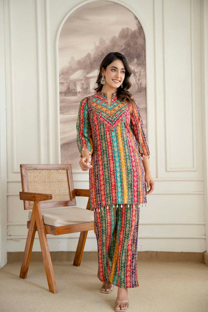 Multi Cord set Kurti Pattern Short Straight Cut