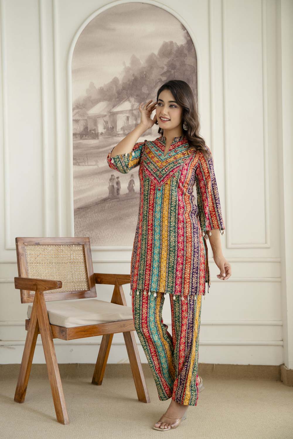 Multi Cord set Kurti Pattern Short Straight Cut