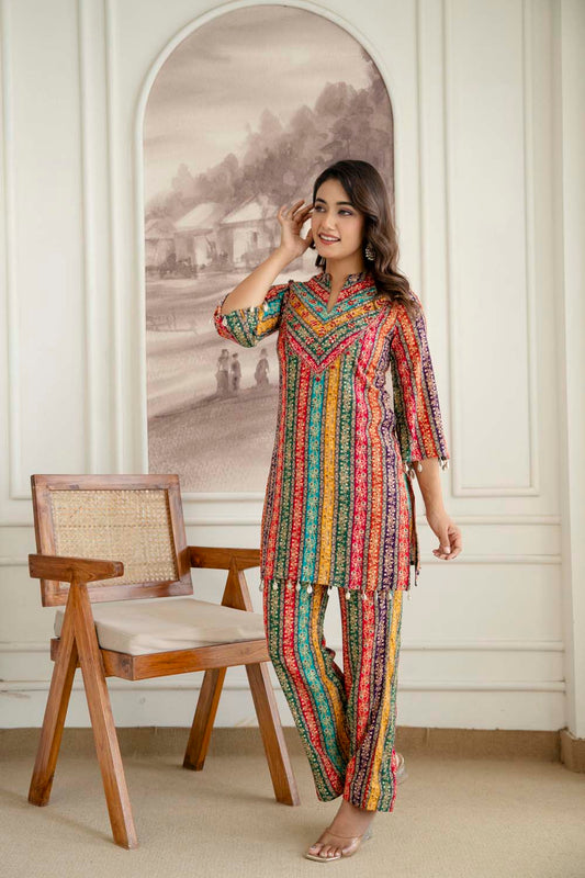 Multi Cord set Kurti Pattern Short Straight Cut
