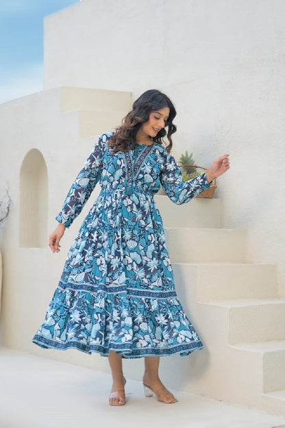 Navy Blue Cotton Fashionista Kurti Frock