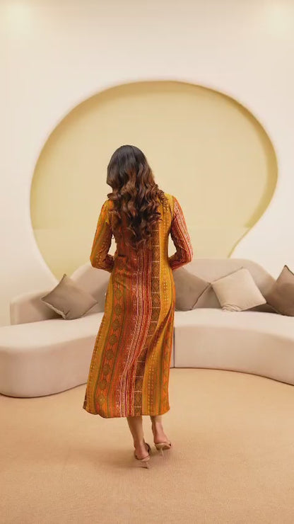 Musterd Rayon Printed Straight Kurti