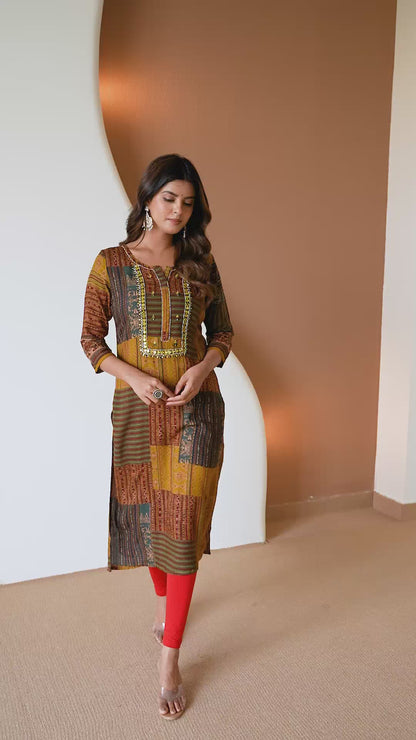 Musterd Rayon Straight Cut Kurti