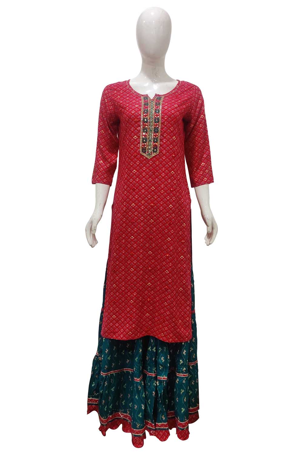 PINK PARTYQUEEN KURTI WITH SKIRT AND DUPATTA SET