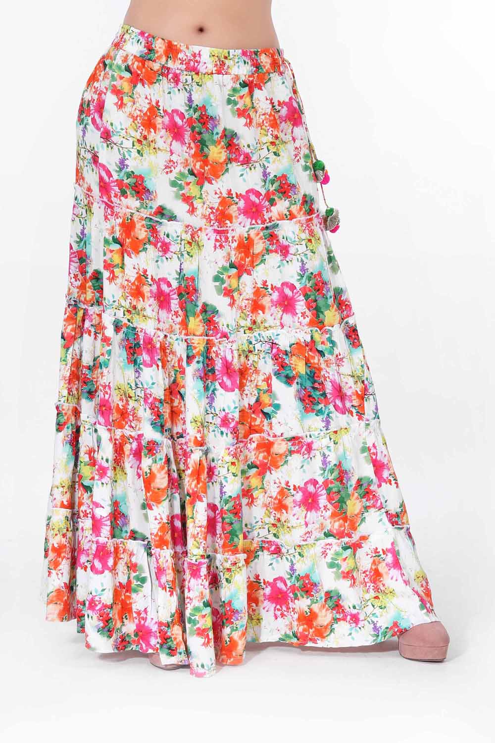 Multicolor Floral Rayon Printed Skirt