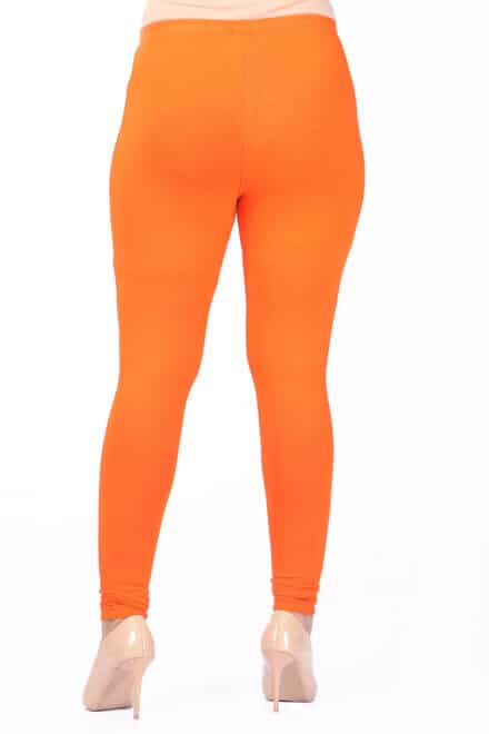 Orange Cotton Ankle-Length Leggings
