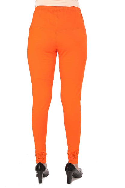 Orange Cotton Churidar Leggings