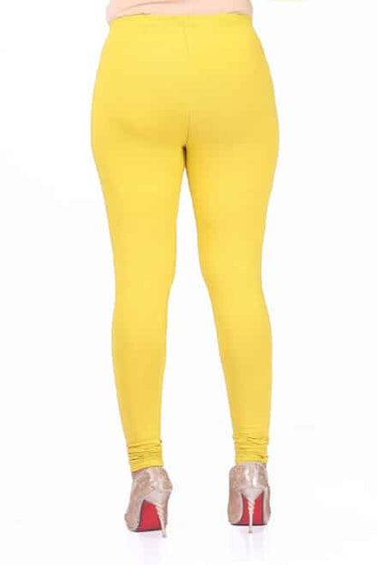 Light Yellow Cotton Ankle-Length Leggings