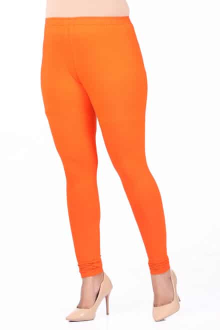 Orange Cotton Ankle-Length Leggings