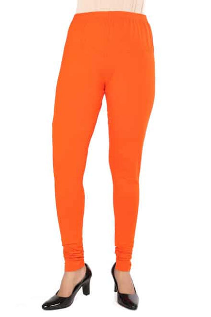 Orange Cotton Churidar Leggings