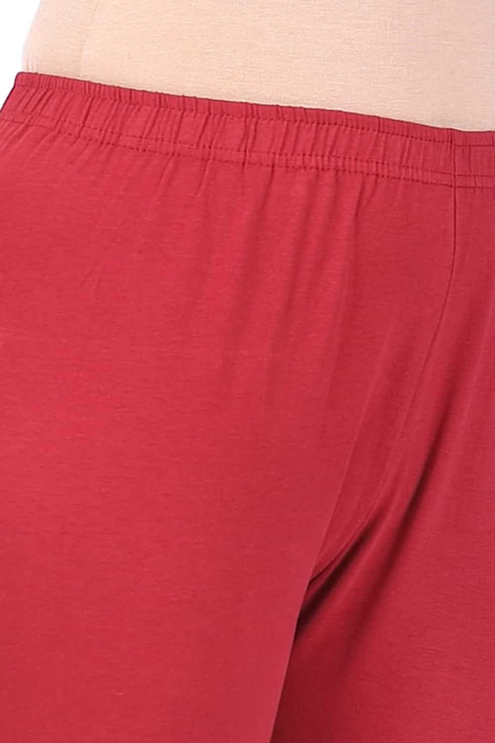 BUYNEWTREND Maroon & Red Cotton Leggings - Pack Of 3