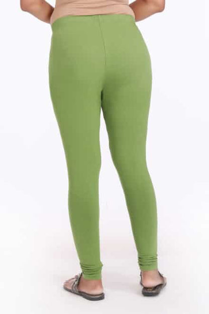 Bright Green Cotton Ankle-Length Leggings
